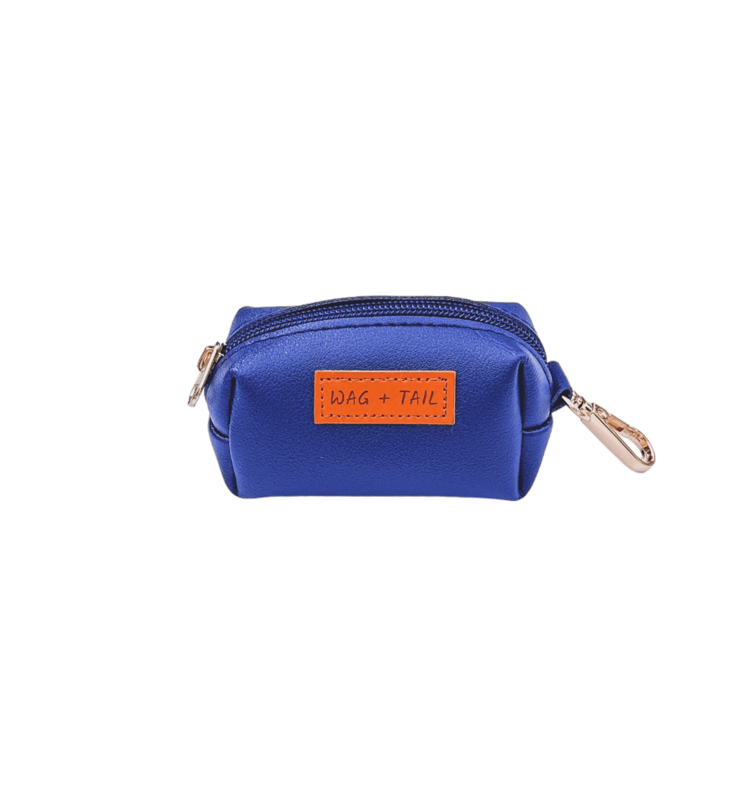 Wag + Tail solid blue waste bag holder clip-on dispenser showing clean minimal design