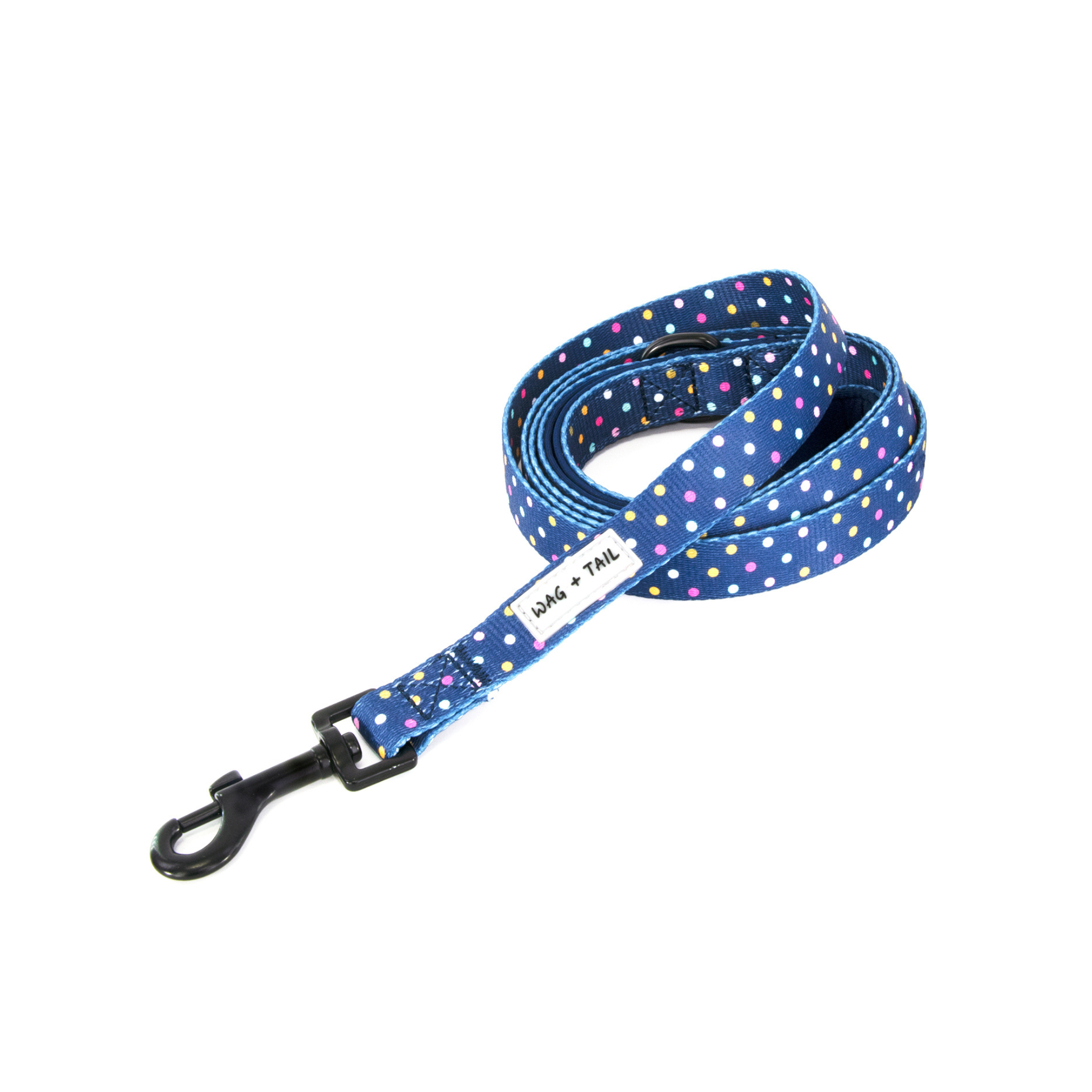 Wag + Tail Confetti Cannon dog leash alternate view showing confetti print detail