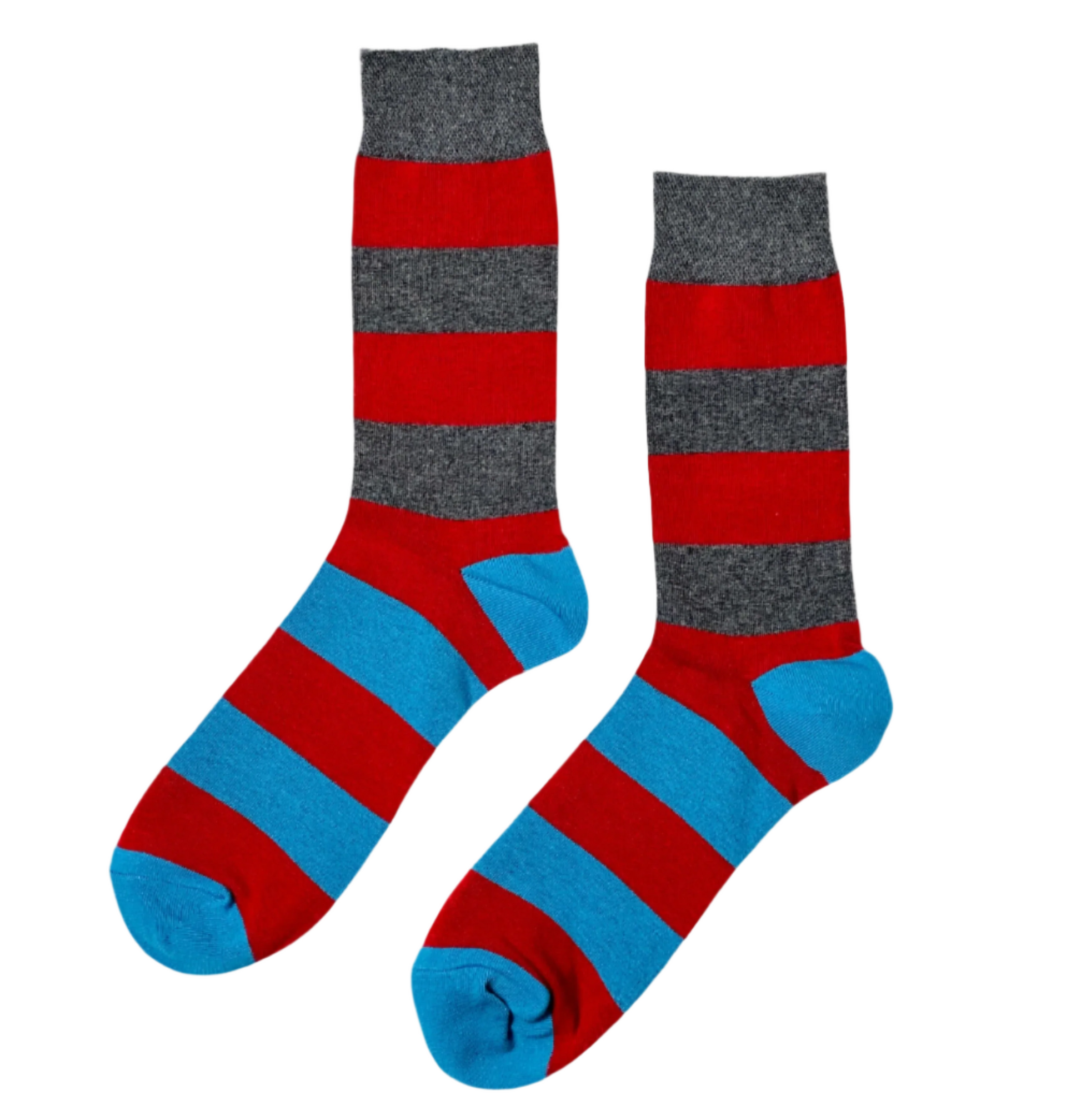 Urban Chic modern striped socks in bold red and navy for street-style flair