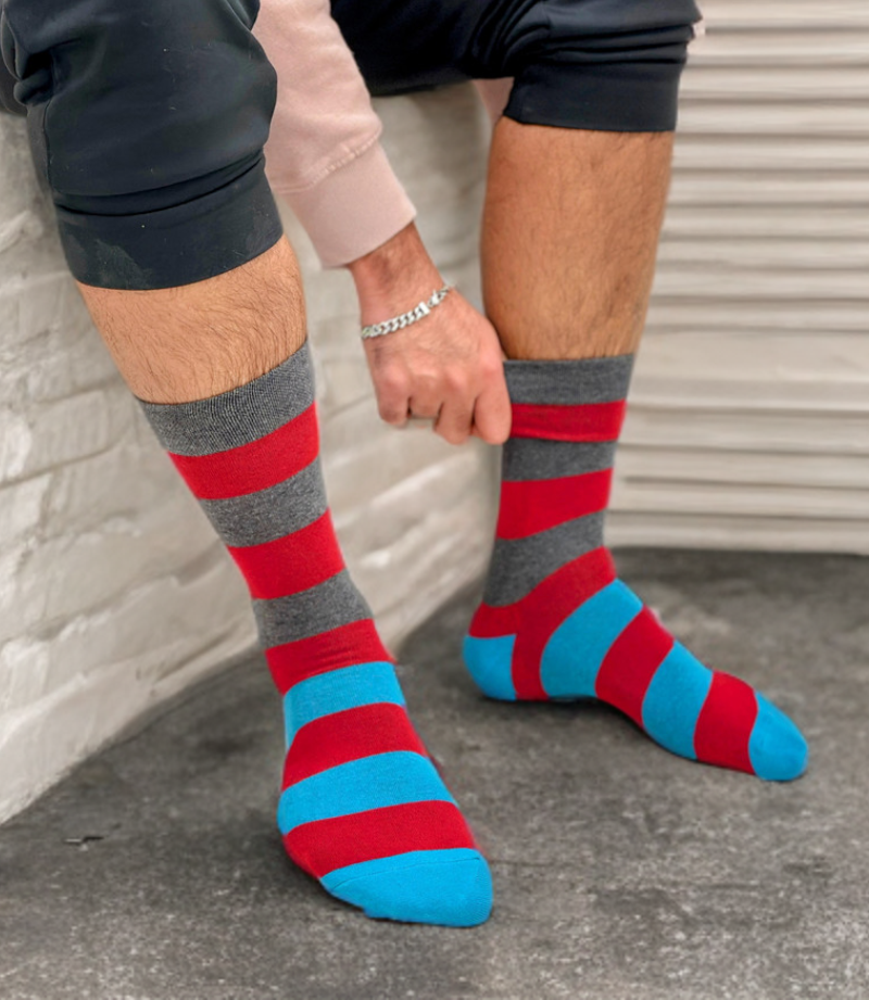 Urban Chic stylish crew socks with contrasting stripes for a trendy urban look
