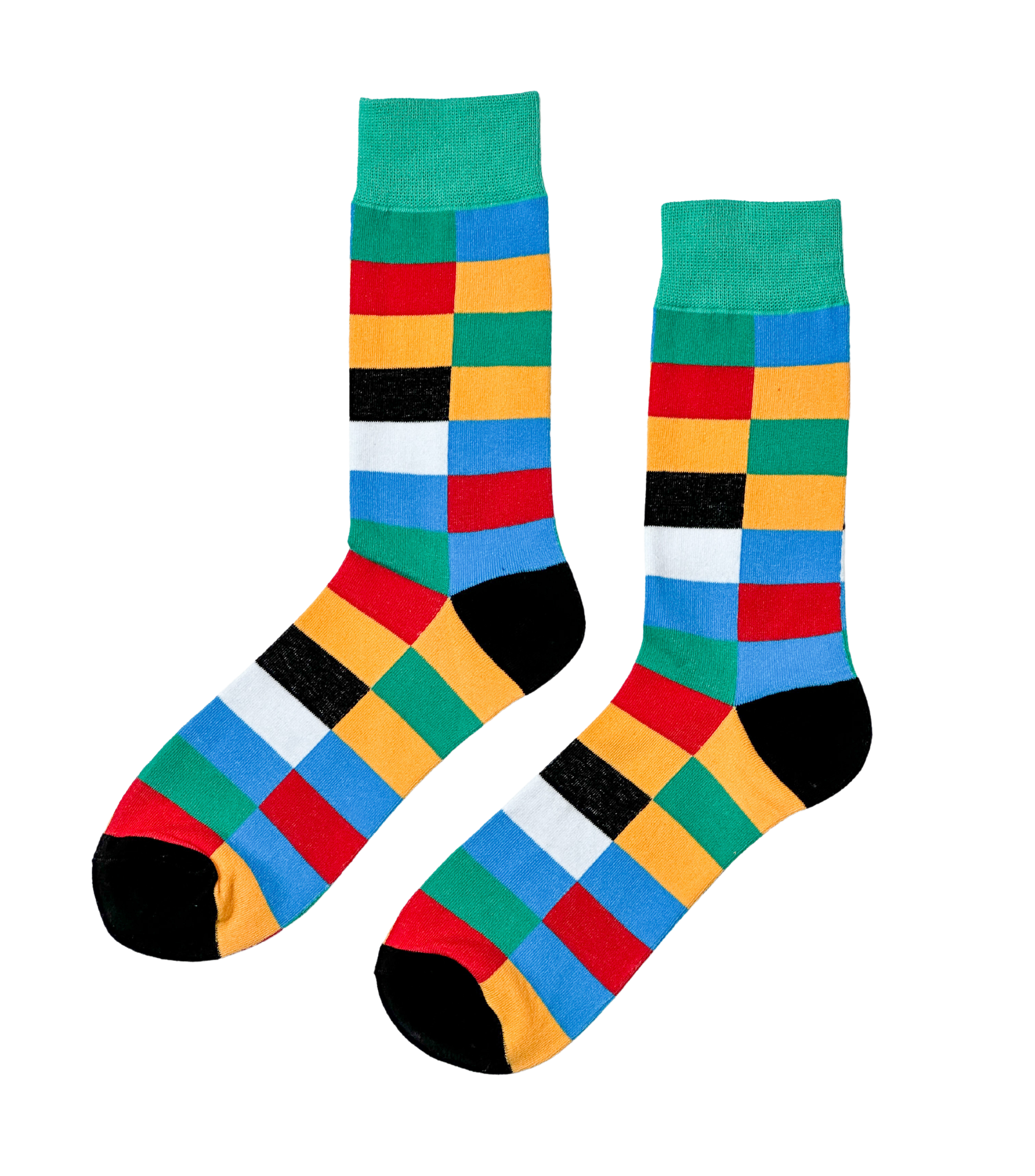 Urban Mosaic multicolor unisex cotton crew socks from ModSoles featuring an artistic geometric design for bold everyday styling