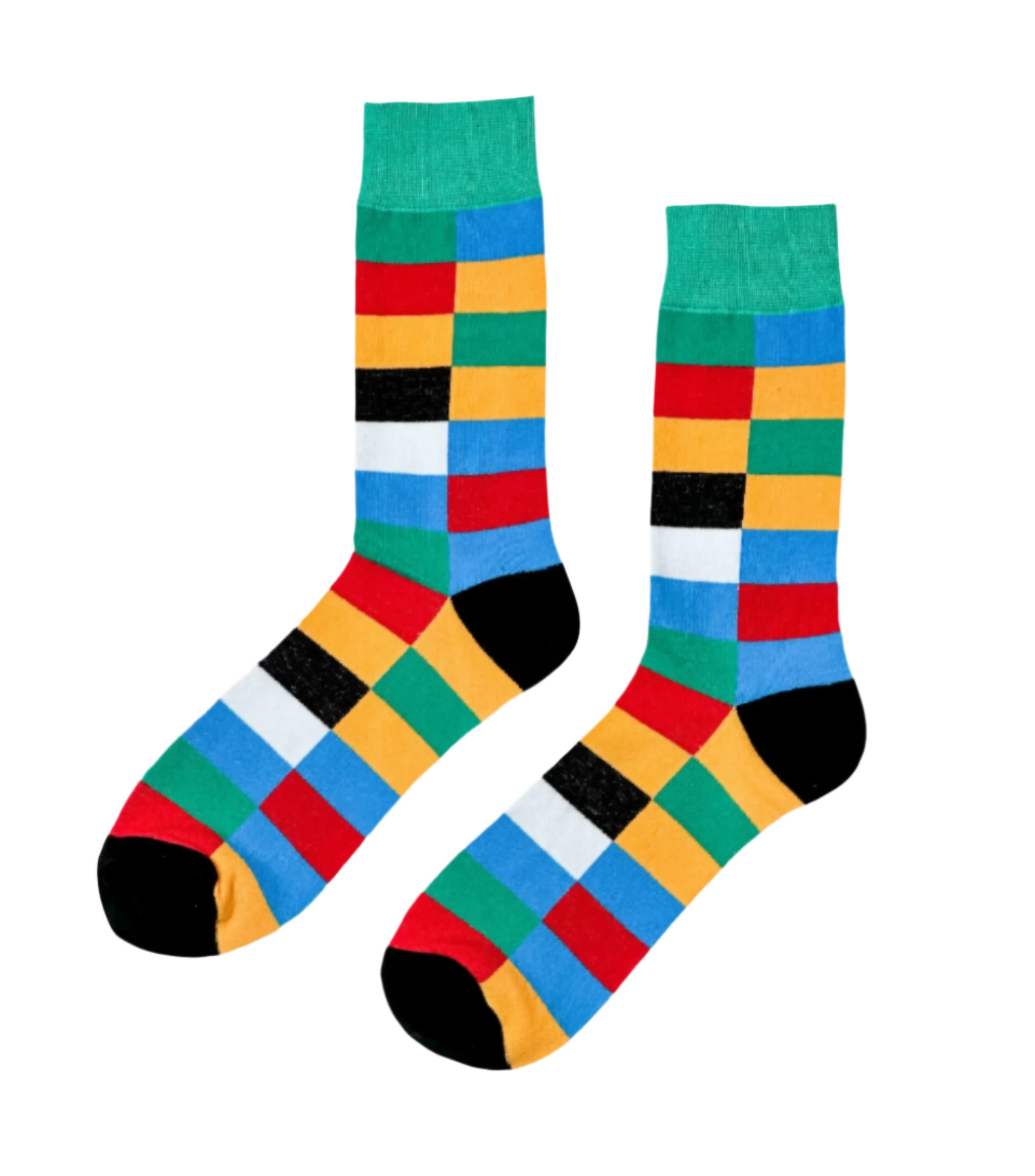 Urban Mosaic socks with modern city-inspired patterns in bold contrasting colors