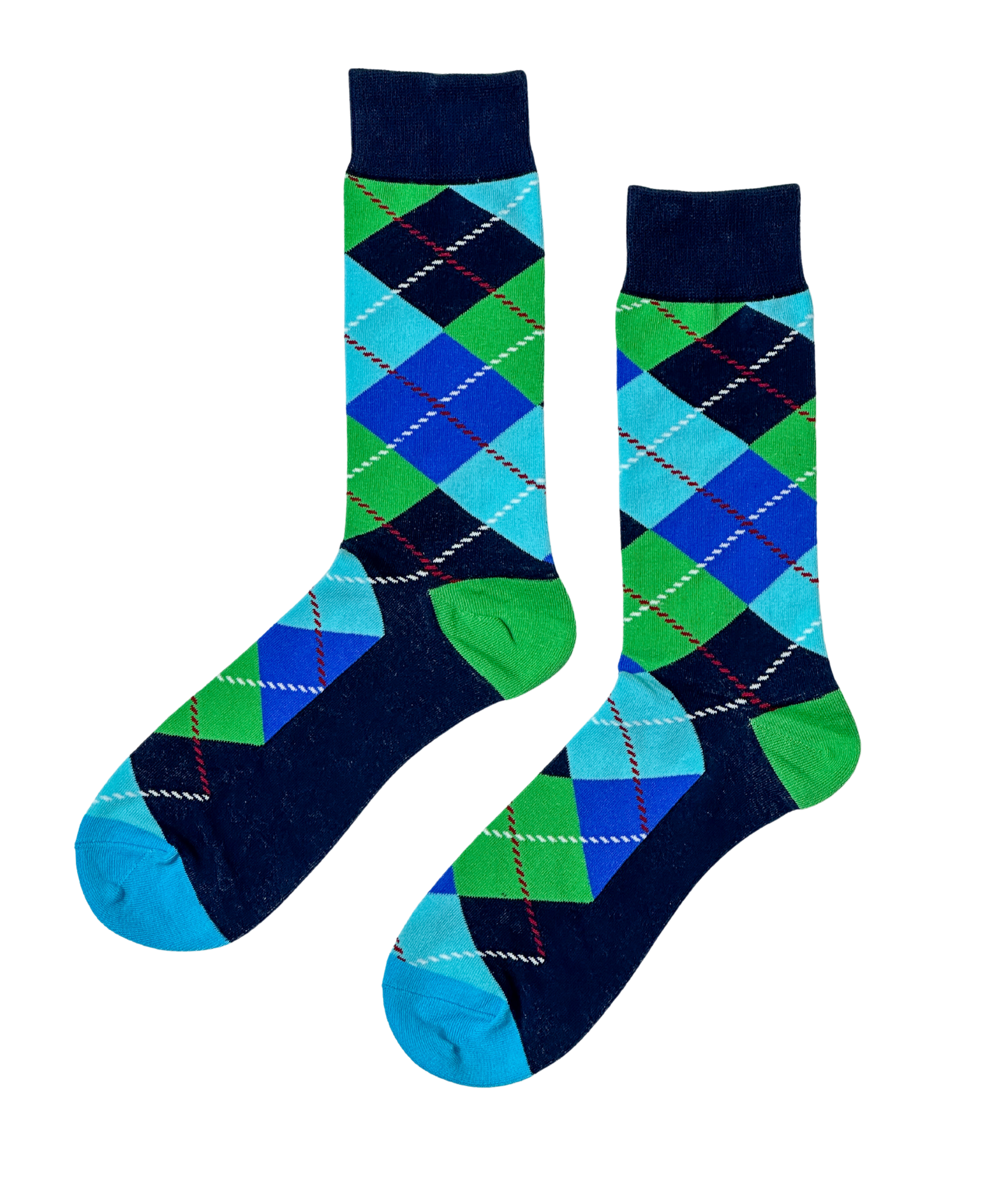 Emerald Ocean Argyle socks in rich green and navy blue patterns, premium quality, comfortable and stylish socks from ModSoles.