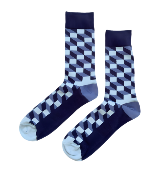 Premium, trendy blue socks with vibrant patterns for unique style.