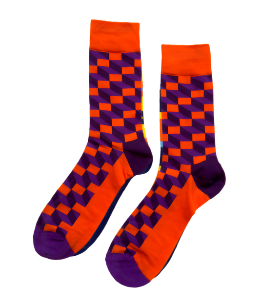 Funky Burst ModSoles socks are stylish and comfortable, showcasing a burst of vivid hues perfect for adding flair to any outfit.