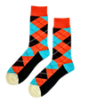 Prestige Flame Argyle socks featuring luxurious red and black patterns, top-quality, stylish socks for any occasion by ModSoles