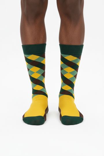 Checker Charm colorful checkerboard crew socks by ModSoles with a playful bold pattern for daily wear