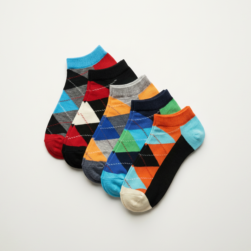 Everyday Pack low-cut argyle socks, five exclusive patterns in one bundle