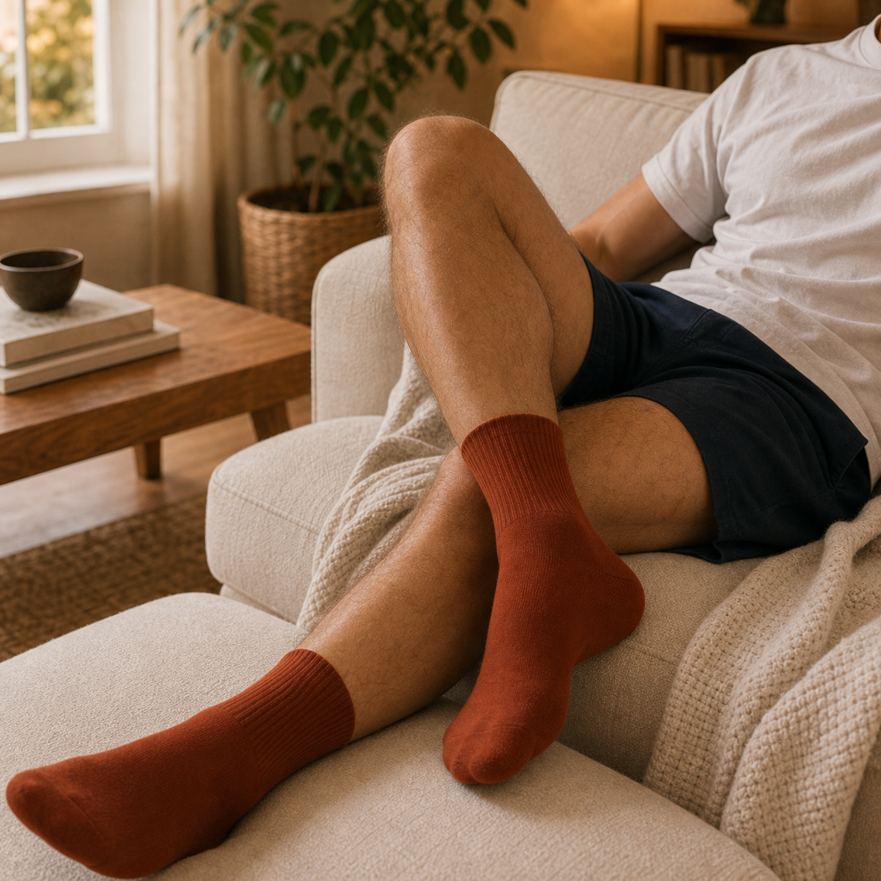 Foundation Pack crew socks close-up, soft combed cotton knit in cream