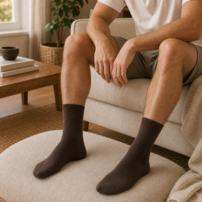 Foundation Pack crew socks in dark brown, crew-height everyday fit