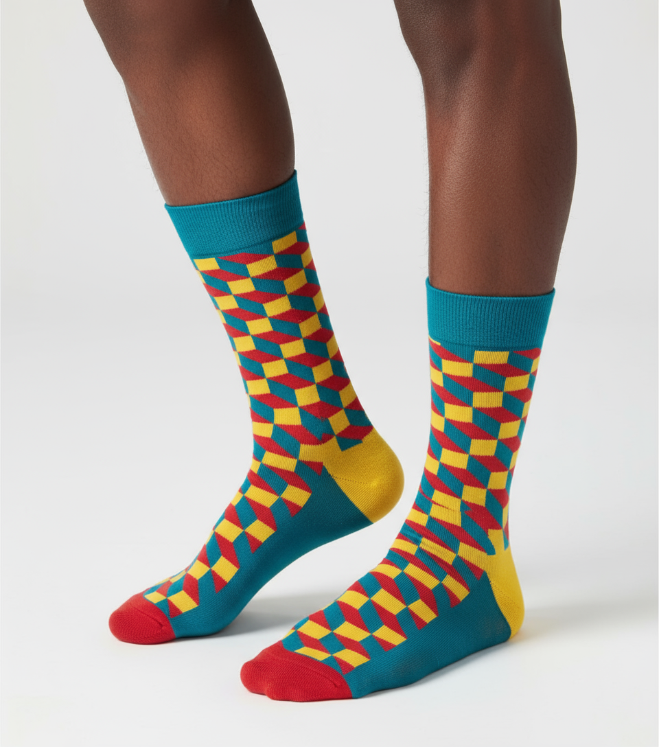 Funky Burst cotton crew socks from ModSoles with vibrant multicolor stripes designed for energetic everyday outfits