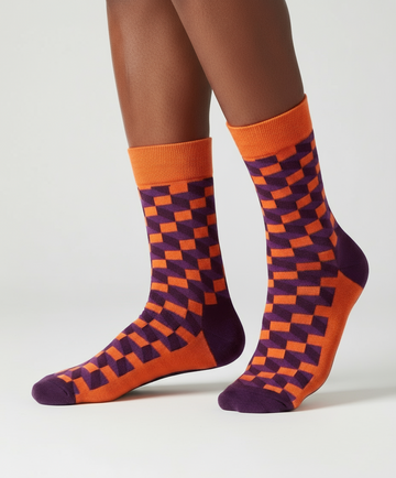 Funky Burst unisex crew socks by ModSoles with bright color-pop stripes for a fun standout everyday style