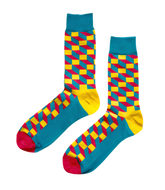 Funky Citrus socks with zesty orange, yellow, and lime green patterns in a playful design