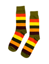 ModSoles Olive Pine Glow striped socks in premium unisex fit