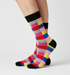 Nightfall Mosaic unisex crew socks by ModSoles featuring a deep-toned geometric mosaic design inspired by rich night colors
