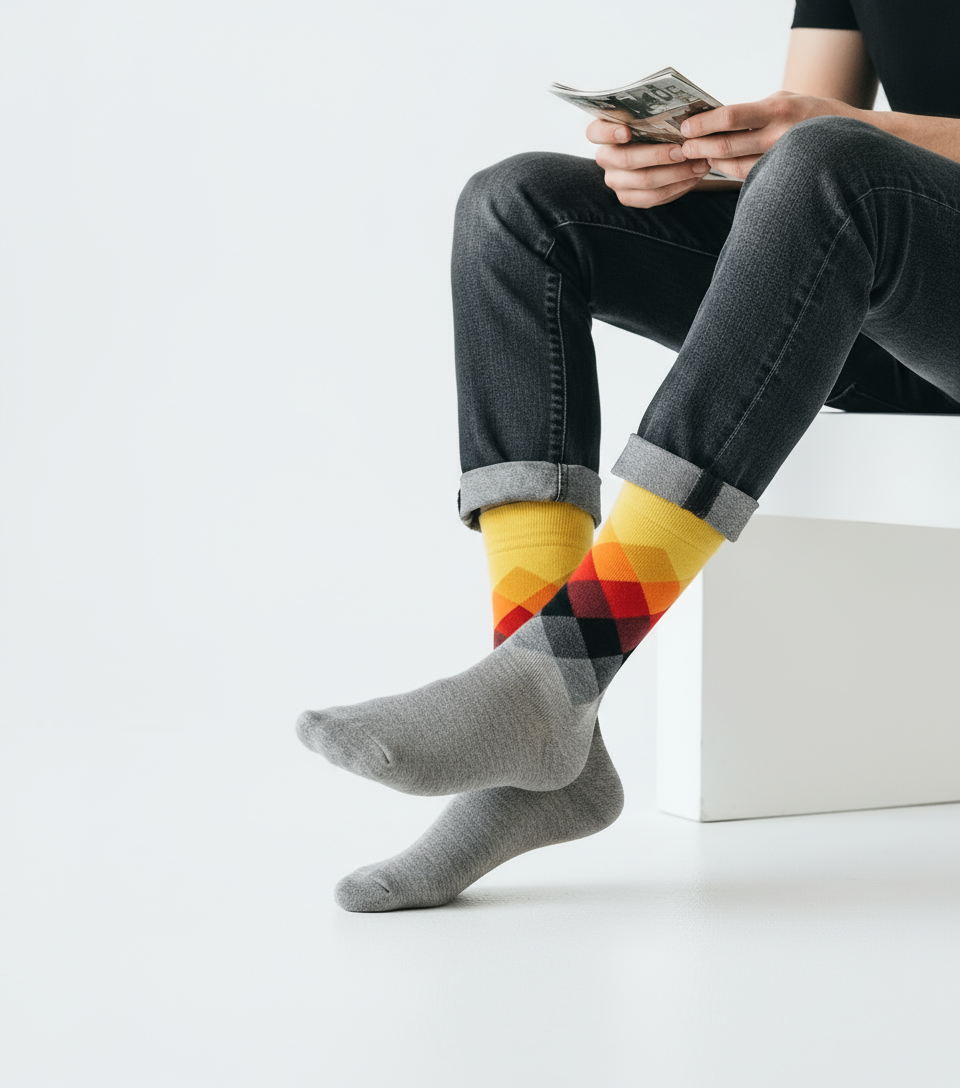Prestige Citrine unisex crew socks by ModSoles featuring warm golden-yellow tones inspired by citrine gemstones for a polished stylish look