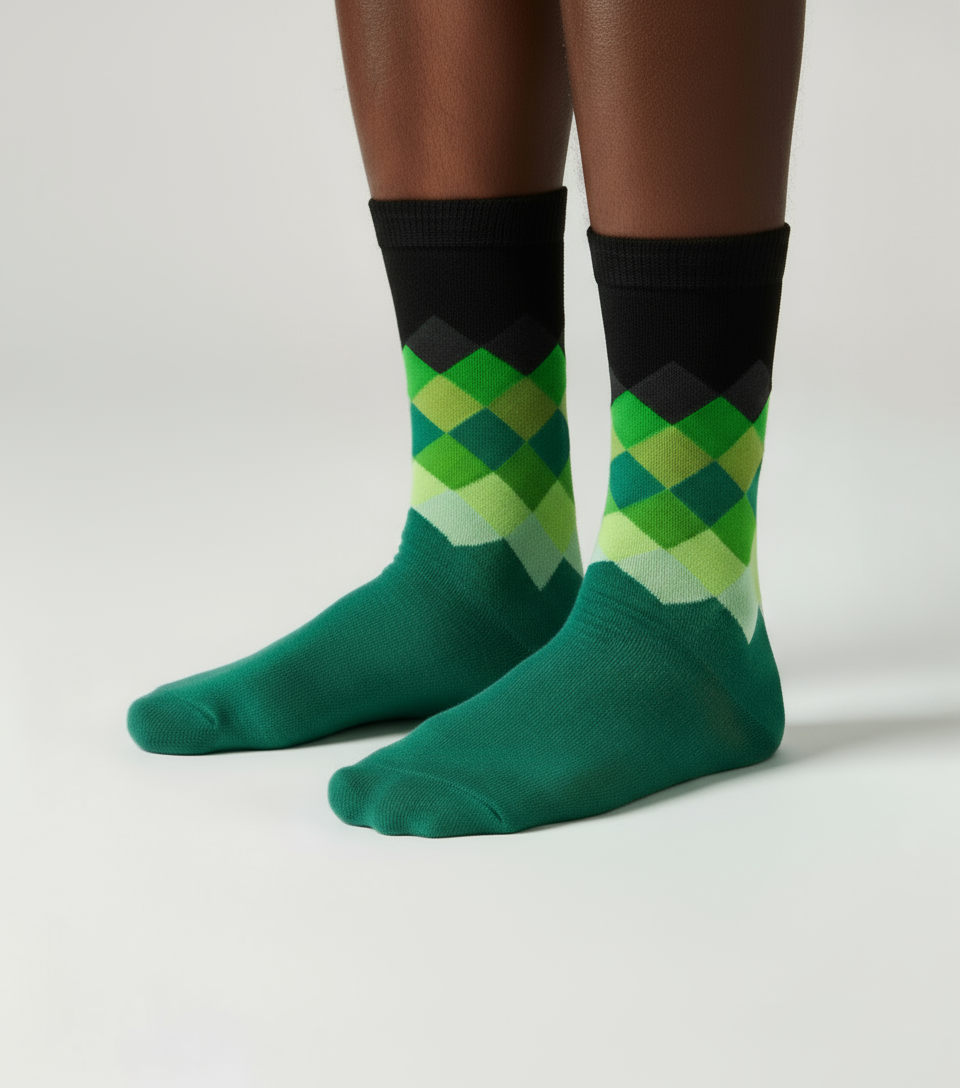 Prestige Verdant unisex crew socks by ModSoles featuring deep emerald-green tones for a refined premium everyday style