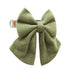 Dog wearing Sage Luxe Bow Tie Collar showing front bow and collar fit from front angle