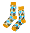 Sandstone Mosaic socks by Modsoles with earthy tones and geometric designs