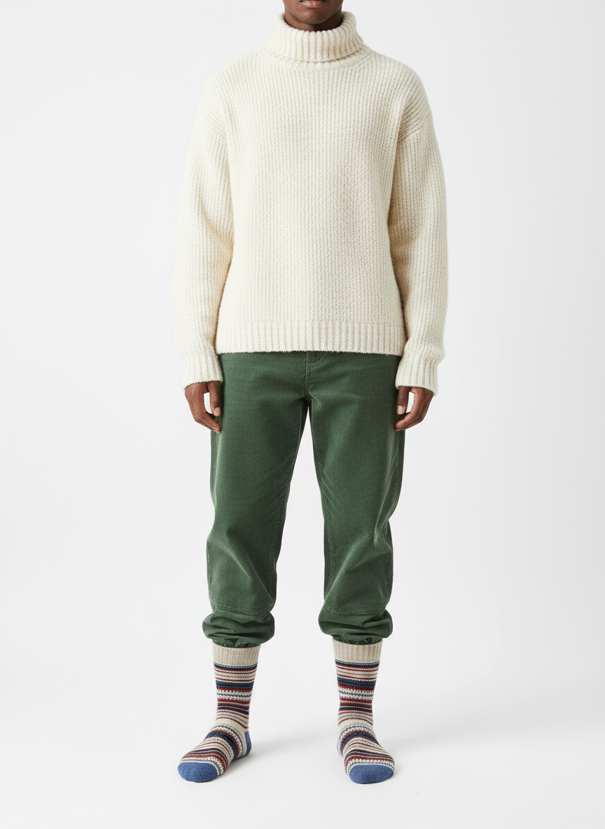 Sierra Loom wool-blend knit socks with cool blue and earthy red pattern by ModSoles