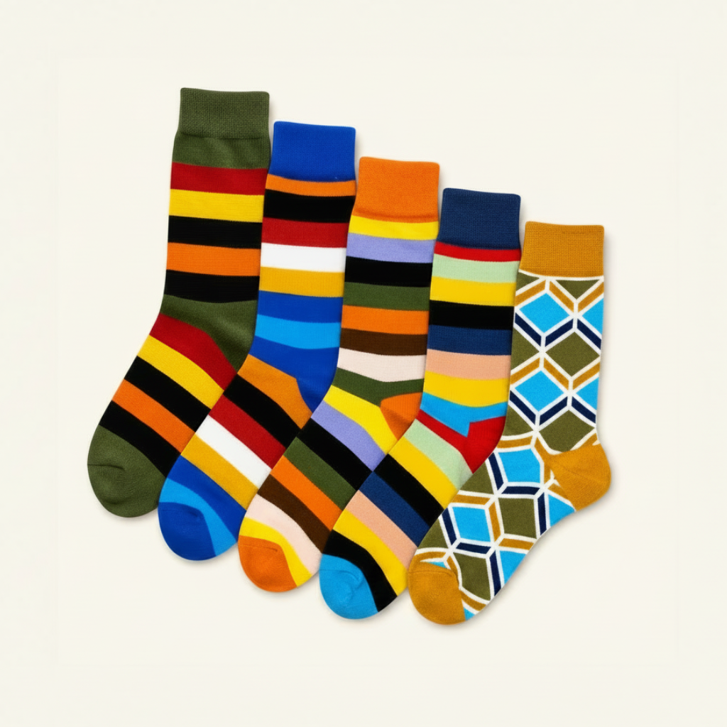 Signature Pack crew socks bundle featuring Olive Pine, Amber Pine, and Ocean Burst