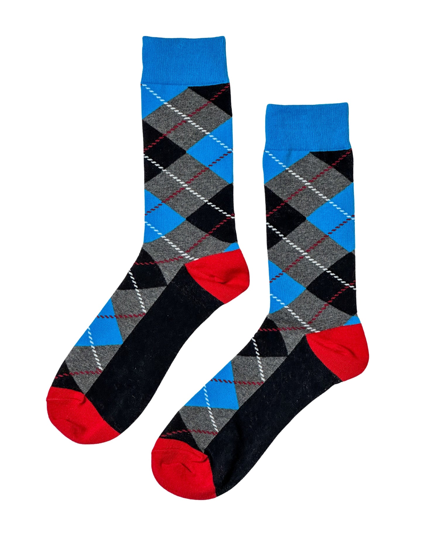 Slate Fusion Argyle socks close-up showing slate and bright argyle diamond construction