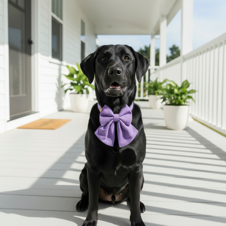 Dog wearing bow tie collar